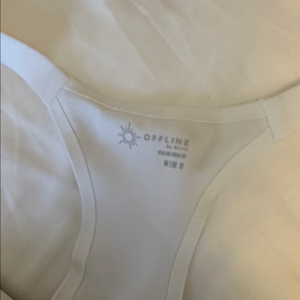 Aerie OFFLINE Real Me Hold Up! Racerback Sports Bra White - Picture 2 of 5